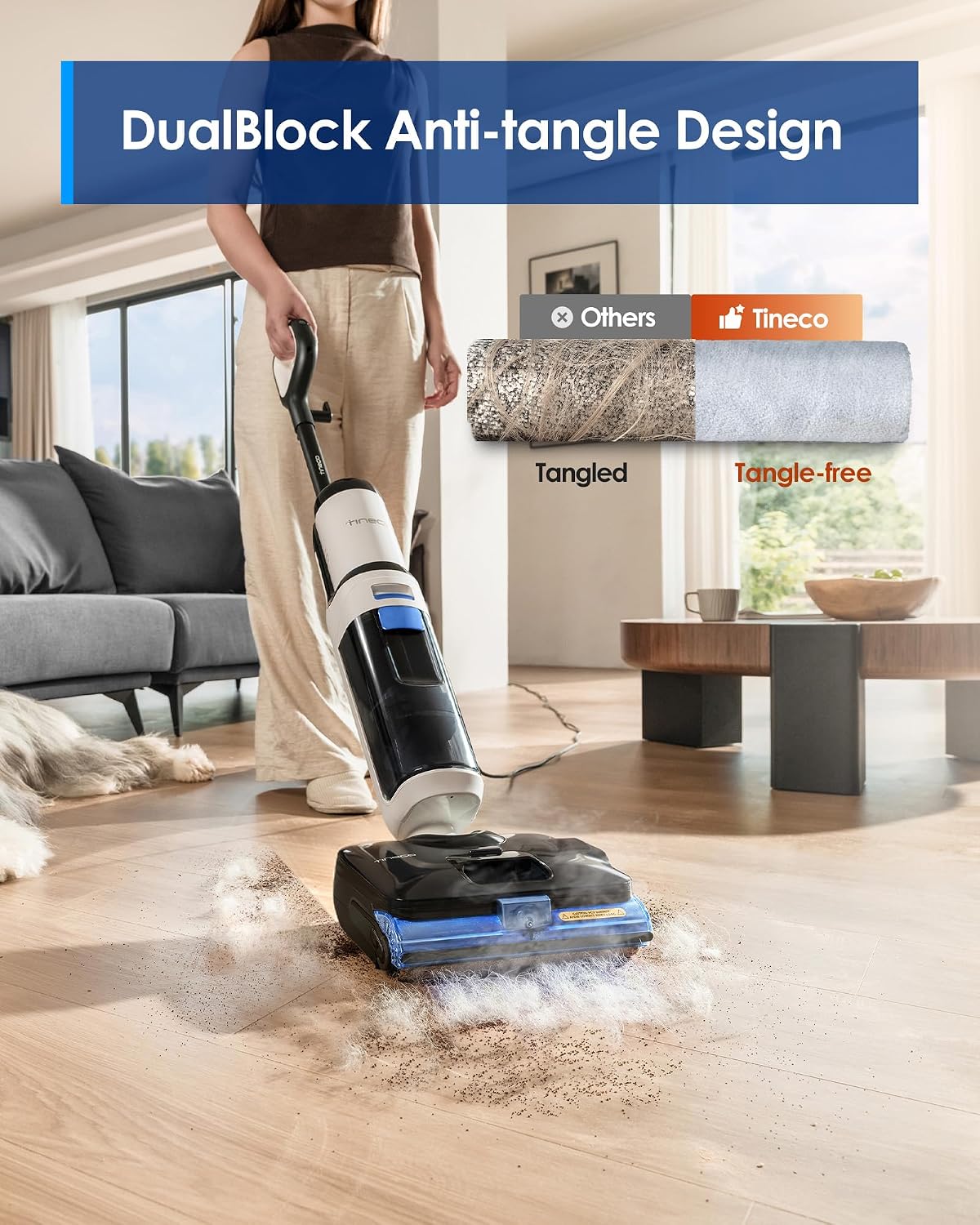 Tineco Corded 3-in-1 Wet Dry Vacuum Mop with Steam Function, FLOOR ONE S6 Stretch Steam, Tineco BoostSteam, 320℉ High-temp Steam Cleaning, 180° Lay-Flat, Anti-Tangle Design, One-Touch Self-Cleaning