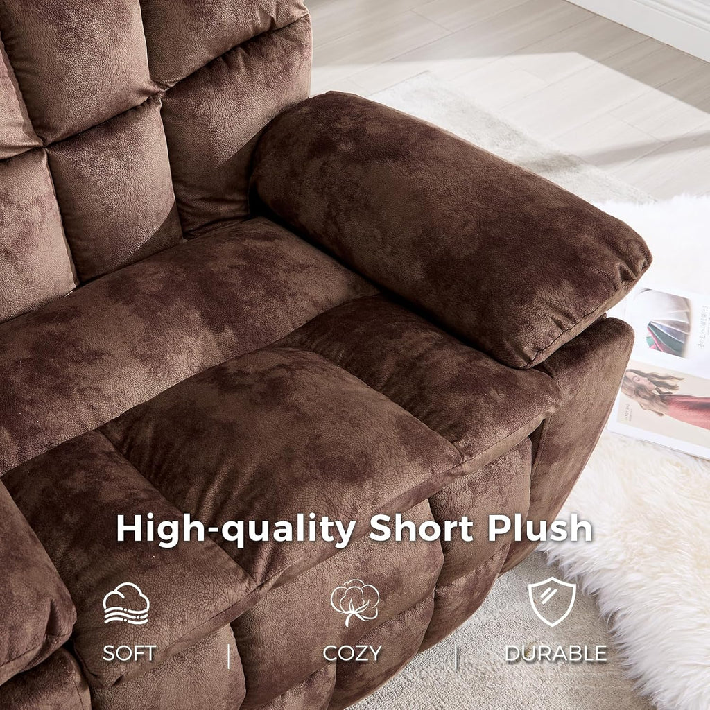 IOMOR Power Lift Recliner Chair for Elderly with Vibration Massage and Lumbar Heating, Overstuffed Electric Lift Chair with 2 Side Pockets and Cup Holders, USB & Type-C for Living Room, Textile Brown