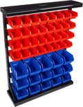 47-Bin Garage Organization Rack (15 Large, 32 Small) - Tabletop or Wall Mount Steel Rack with Removable Stackable Garage Storage Bins, Small Parts Organizer for Hardware or Office Supplies by Stalwart