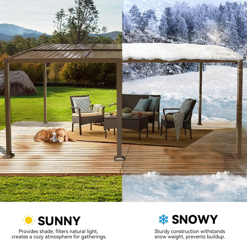 Gazebo 12x20 with Adjustable Galvanized Steel Roofs, All Aluminum Frame Permanent Pergola for Patio, Outdoor Freestanding Shelter, Dark Brown