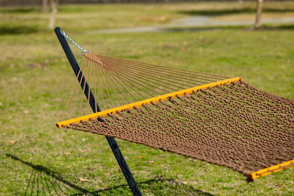 Original Pawleys Island Large Antique Brown DuraCord Rope Hammock – 13 ft. x 55 in., 2-Person, 450 lb Capacity, Oak Spreader Bar, Zinc-Plated Hardware, Handcrafted in the USA