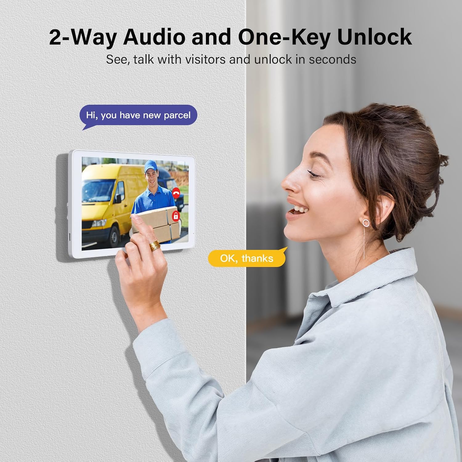 Wireless Doorbell Camera with 8' Screen Monitor,Smart Video Door Phone Intercom System1080P WiFi, Motion Detection,Night Vision,2 Way Audio,Local Storage No Monthly Fee,Tuya App