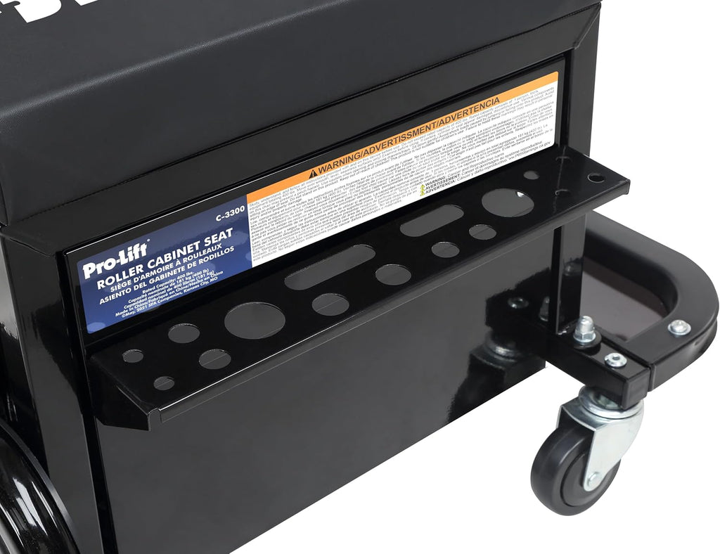 Pro-Lift Mechanic Roller Seat with Tool Box - 3-Drawer Rolling Tool Chest Stool with Padded Seat Cushion for Garage Creeper – 400 Lbs Capacity