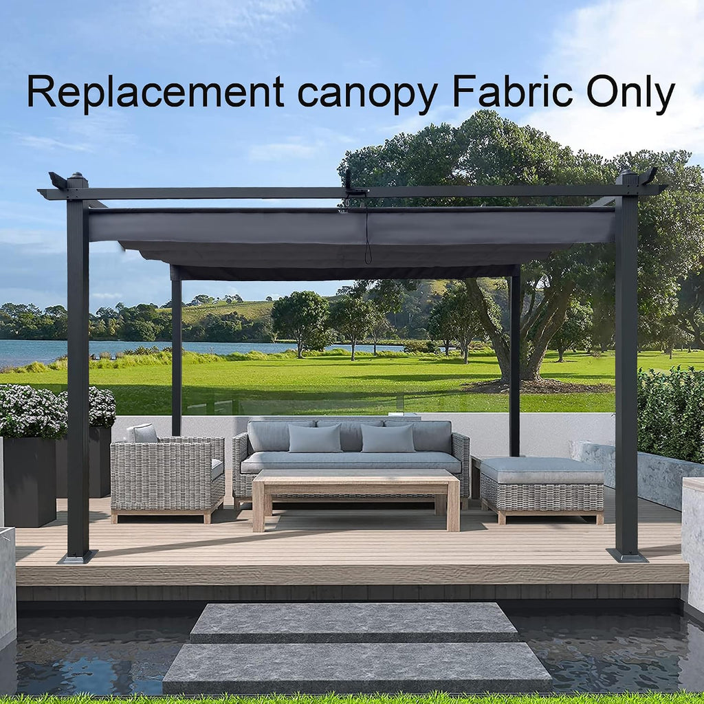 Retractable Pergola Canopy Waterproof, Pergola Replacement Canopy for 10x13 FT Pergola, Durable and Sun-Protection Pergola Shade Cover for Shade and Rain (Gray)