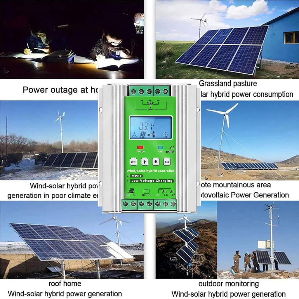Wind Solar Hybrid Charge Controller 3000W-10000W, 12V/24V/48V Regulator MPPT Wind Solar Hybrid Boost Controller, for Wind Turbine Generator Charger Battery,48V-3000W