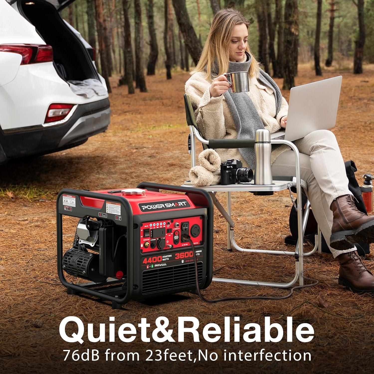 PowerSmart 4400W Dual Fuel Portable Generator, 223cc 4-Stroke OHV Gas/LPG Powered, 3600W Rated, 30A RV Ready & 120V Outlet, Recoil Start Backup Power for Home, RV and Jobsites, Model# MB5040DC