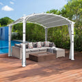 11'x11' Patio Pergola Canopy with Full Closure Sidewalls, Outdoor Metal Gazebo Pergola with Privacy Curtains, Gray