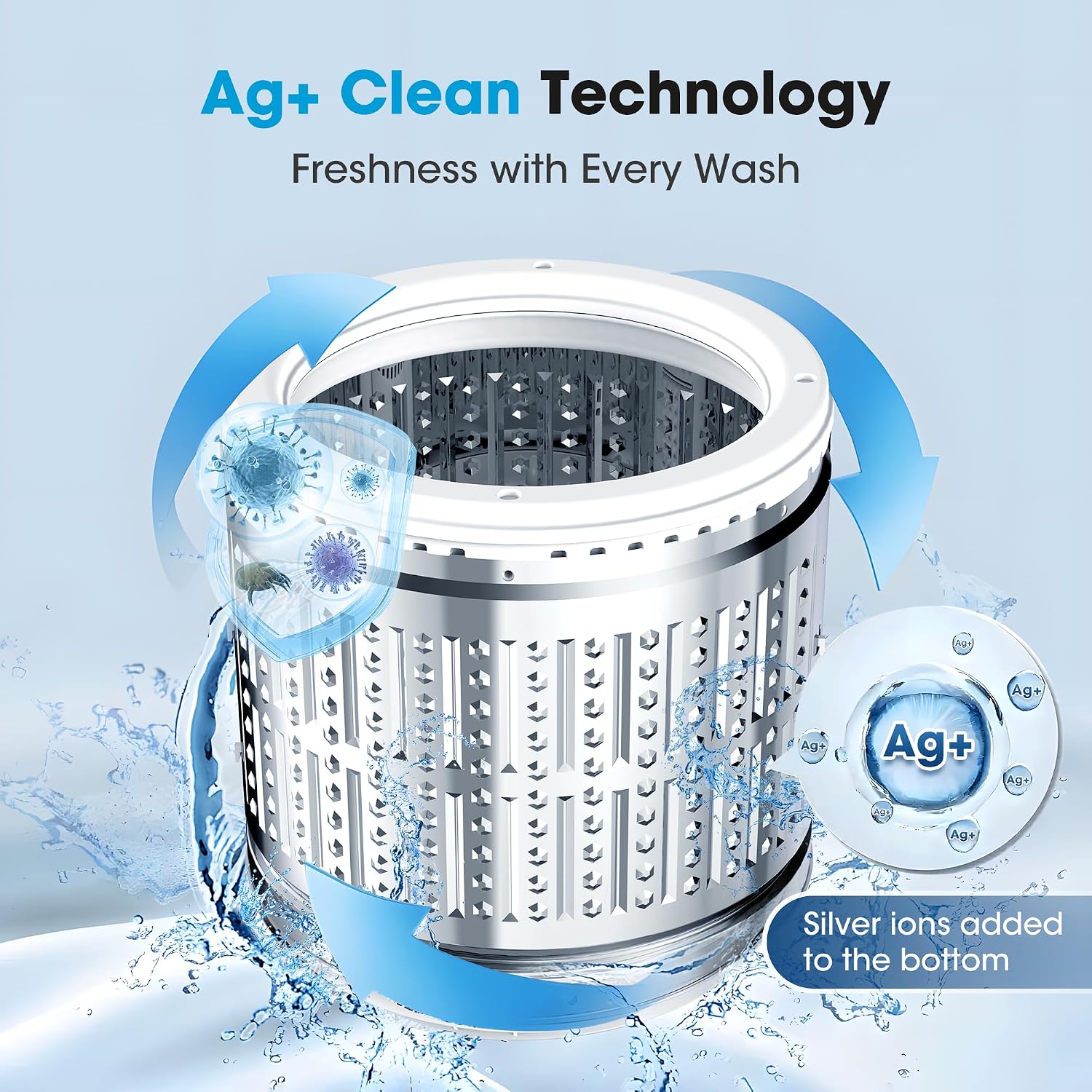 15.7lbs Portable Washing Machine, Full-Automatic Portable Washer,10 Wash Programs 6 Water Levels,Top Load Clothes Washer with Drain Pump for Apartment Bathroom, Dorms