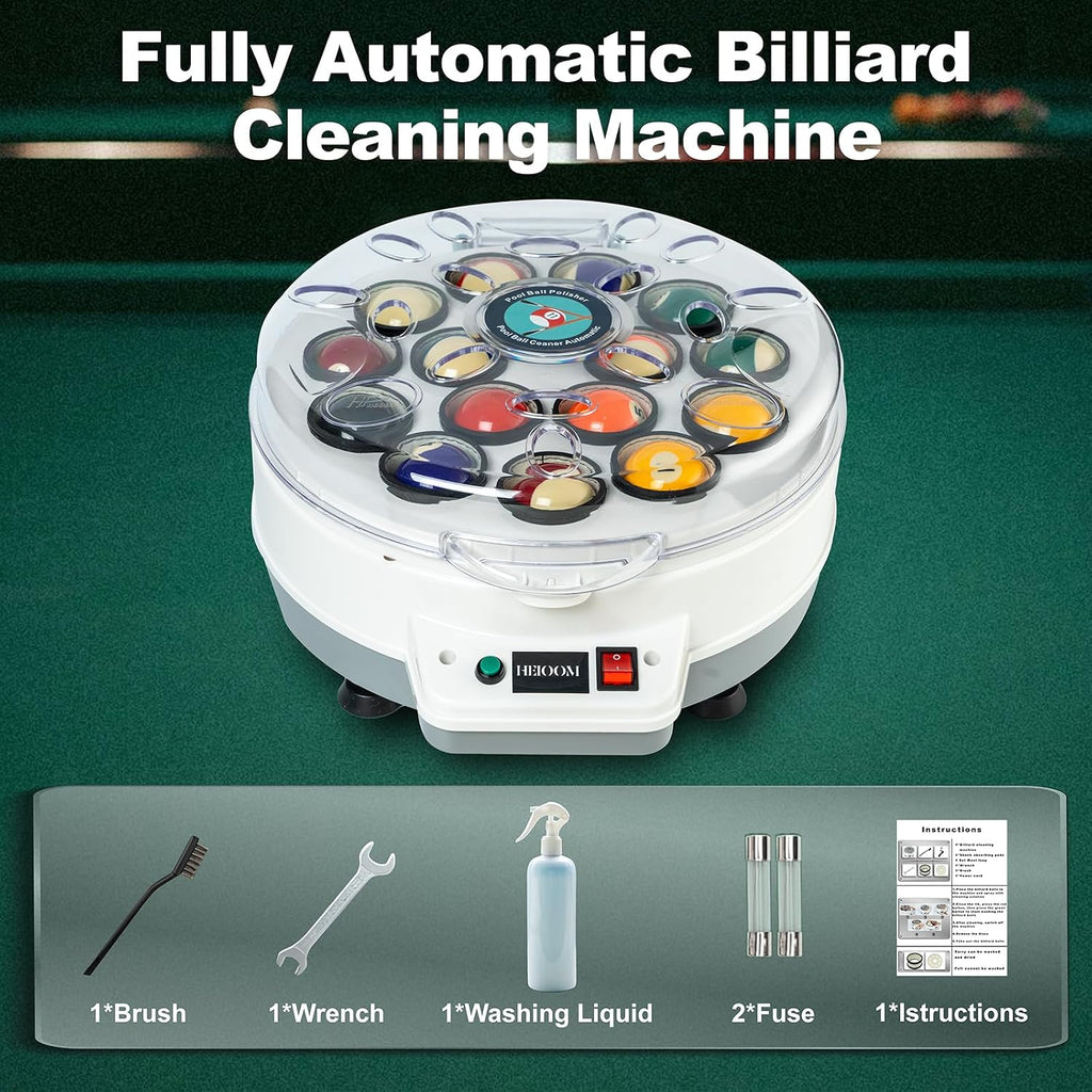 Pool Ball Cleaner Pool Ball Polishing Cleaning Machine Billiard Ball Cleaner Electronic Pool Balls Polishing for 16 Billiard and Snooker Balls 110V 180V