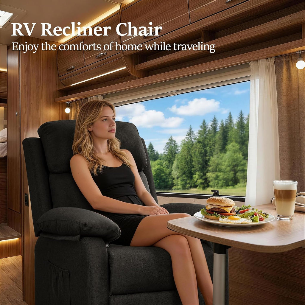 Korser Recliner Chair, Living Room Chairs for Adults, Padded Deep Seat Reading Chair with Side Pockets, Small Recliners for Small Spaces, Lounge Chair for Living Room, Bedroom, and RV (Linen)