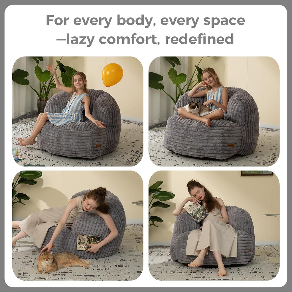 EBENCHICO Bean Bag Chair for Adults and Teens, Comfy Cozy Bean Bag Chairs,Beanbag Chair for Dorm Lazy Couch Sofa Chair Living Room Gaming,Reading