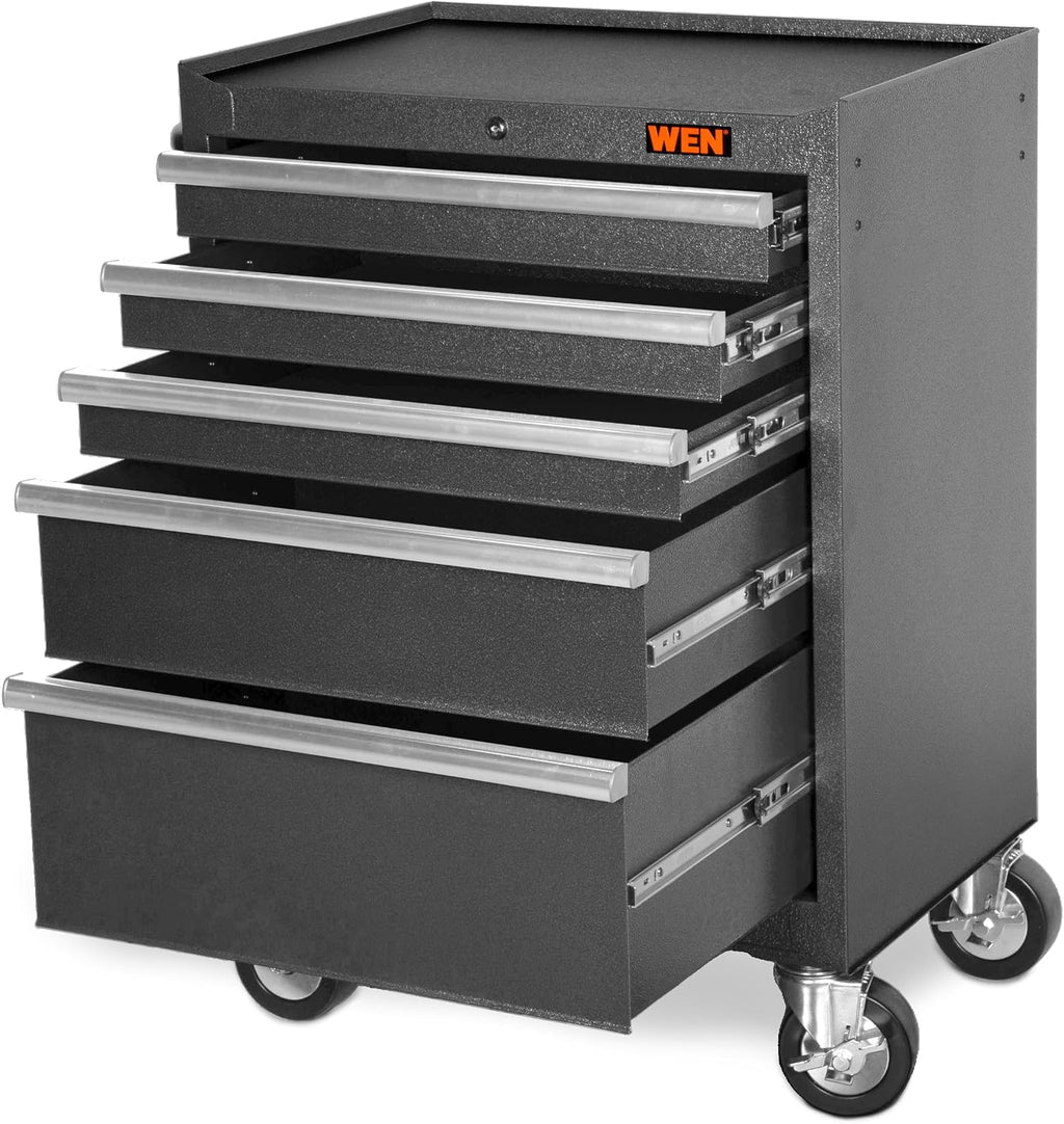 Wen 27-Inch Premium Rolling Tool Cabinet with Heavy Duty 21-Gauge Powder-Coated Steel Construction (GG262B)