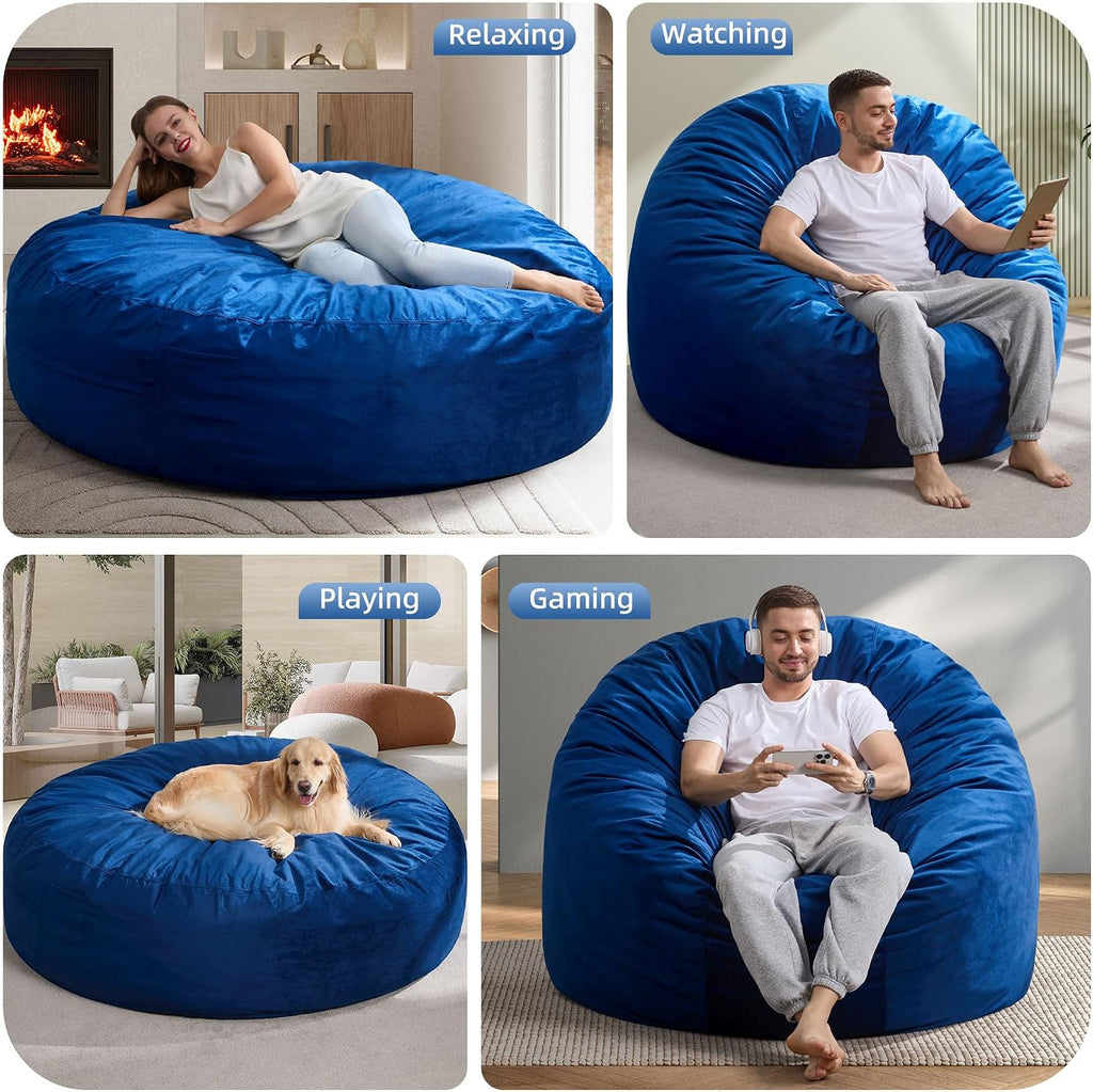 Hobestluk Bean Bag Chair 6Ft Giant Bean Bag Chairs for Adults Large Bean Chairs with Removable Cover,Big BeanBag Chairs for Living Room, Bedroom