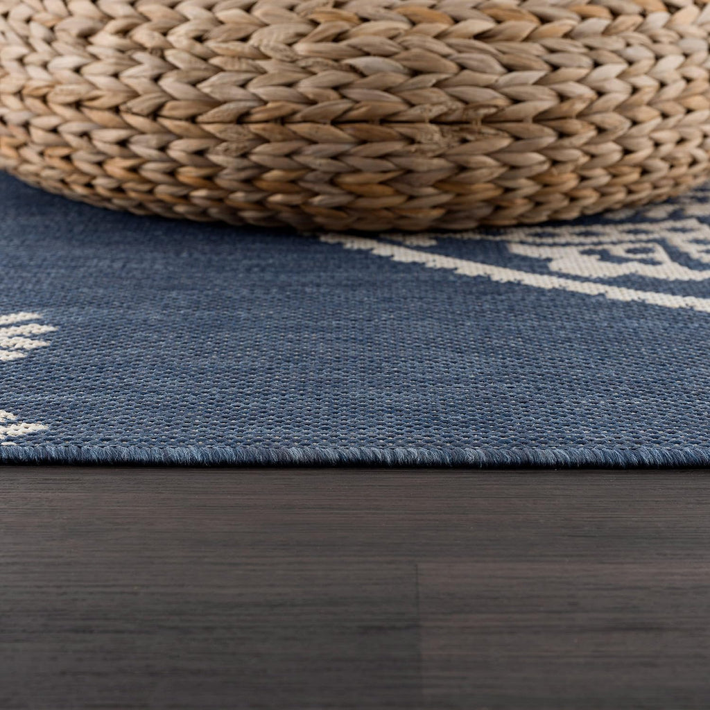 CAMILSON Outdoor Rug 8x10 Modern Area Rugs for Indoor and Outdoor Patios and Porches - Waterproof, Washable, Non-Shedding, Easy-to-Clean Outside Carpet (8 x 10, Medallion - Blue/White)
