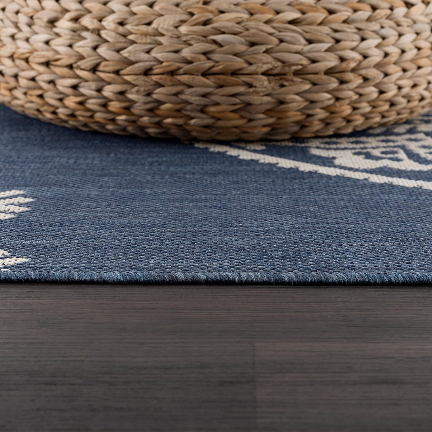 CAMILSON Outdoor Rug 8x10 Modern Area Rugs for Indoor and Outdoor Patios and Porches - Waterproof, Washable, Non-Shedding, Easy-to-Clean Outside Carpet (8 x 10, Medallion - Blue/White)