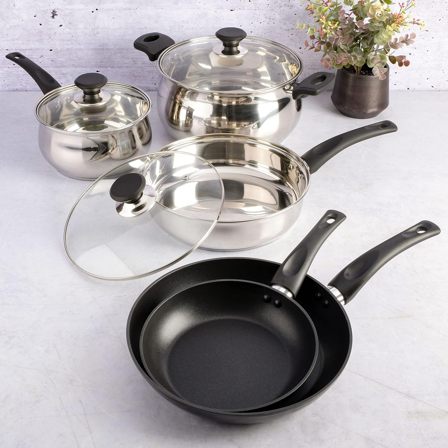 Gibson Home 95 Piece Kitchen in a Box Pots and Pans Cookware, Plates and Bowls Dinnerware, Cutlery Knife Block, Flatware Utensils, Tools & Gadgets, Storage, Glasses Set
