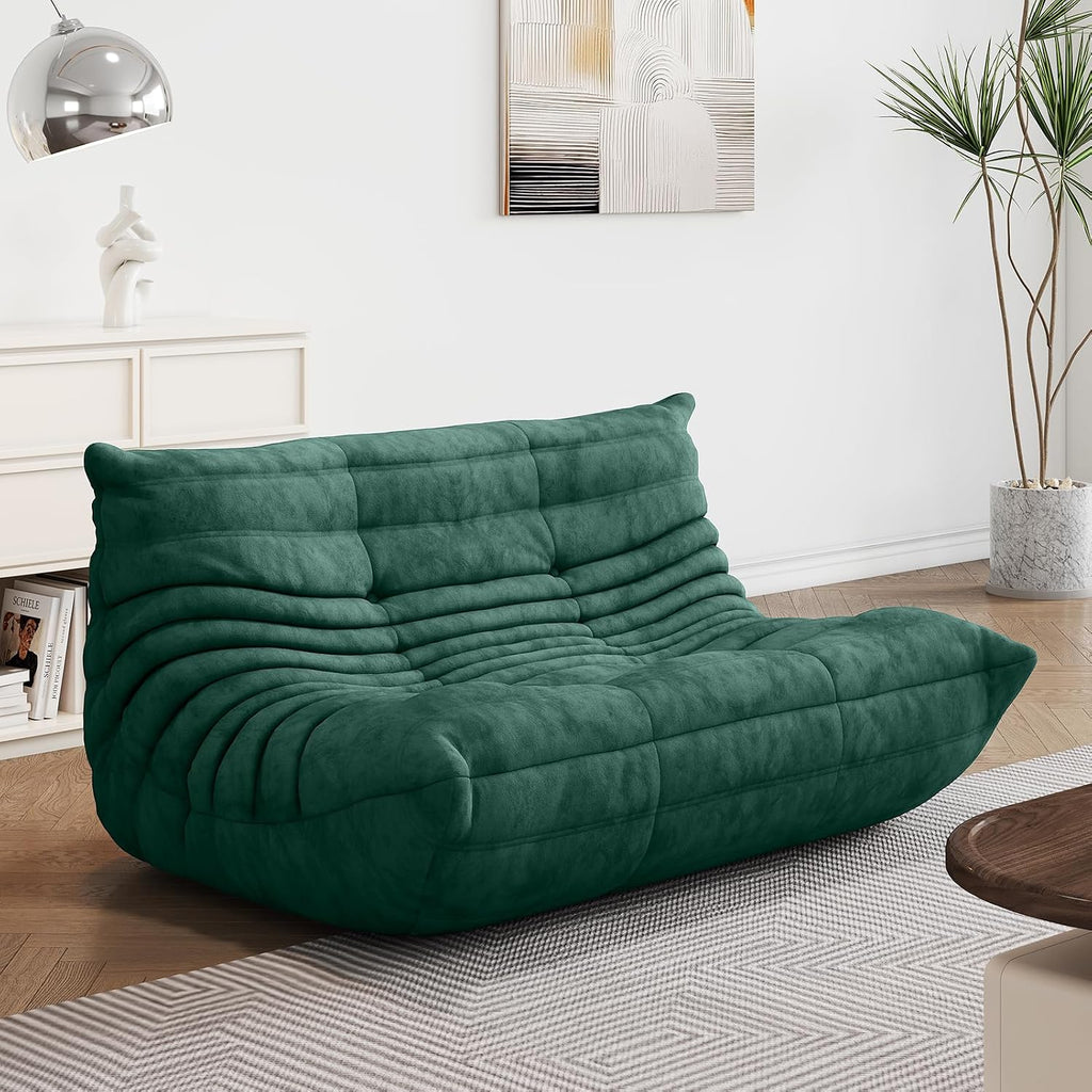 Bean Bag Chair - Corner Sofa, Fireside Chair Bean Bag Sofa Large Bean Bag Chair for Adults,Fireside Floor Couch for Living Room, Bedroom, Gaming (Yellow, Single) (Green, Loveseat)
