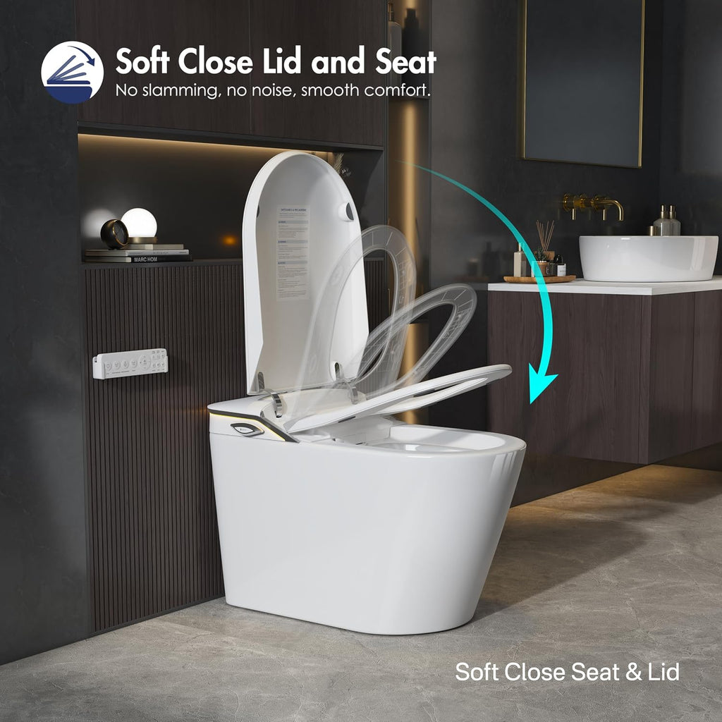 Eridanus Smart Toilet with Bidet Built in, Bidet Toilet with Auto Open/Close Lid, Cleaning Foam Dispenser, Warm Water Sprayer & Air Dryer, Foot Sensor Flush, Elongated Heated Seat, ADA Height