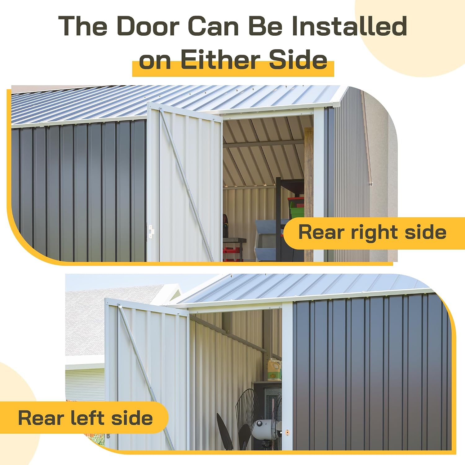KEIKI 12x20 FT Outdoor Metal Storage Shed Garage with Double Doors, Large Capacity Steel Utility Shed for Vehicle Equipment and Garden Tool Storage, Weather Resistant Backyard Shed