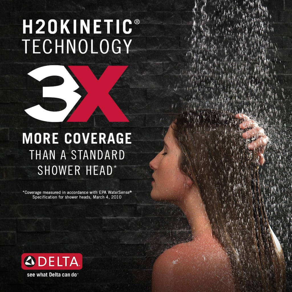 Delta Faucet Ara 14 Series Single-Function Tub and Shower Trim Kit with Single-Spray H2Okinetic Shower Head, Matte Black T14467-BL (Valve Not Included)