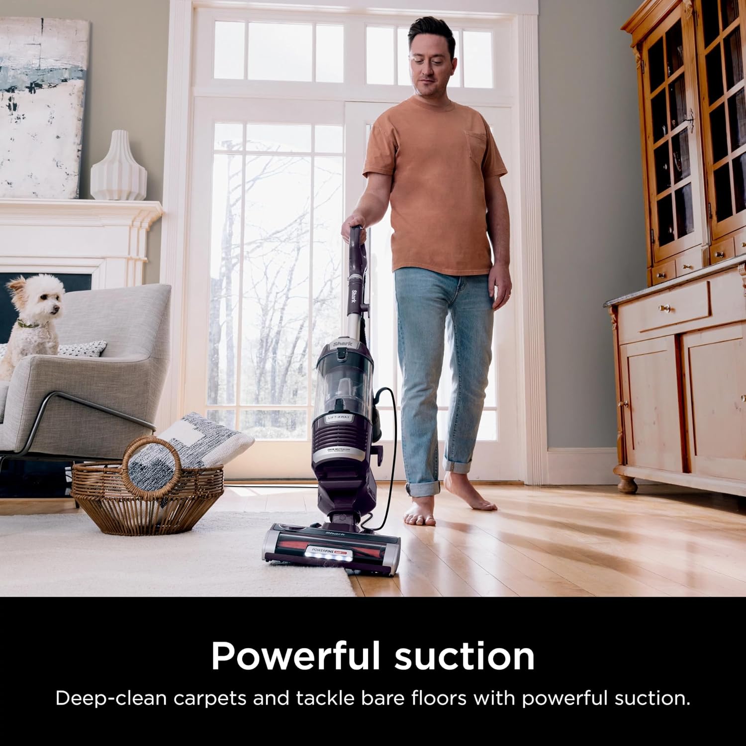 SHARK R-ZD550 Lift-Away with PowerFins HairPro & Odor Neutralizer Technology Upright Multi Surface Vacuum, Mauve - Certified (Renewed)