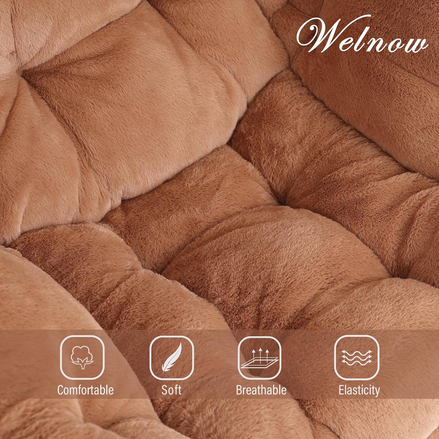 Welnow Lazy Chair with Ottoman, Modern Accent Chair with Armrests and a Side Pocket, Leisure Sofa Armchair, Reading Armchair with Footrest for Small Space, Plush Brown