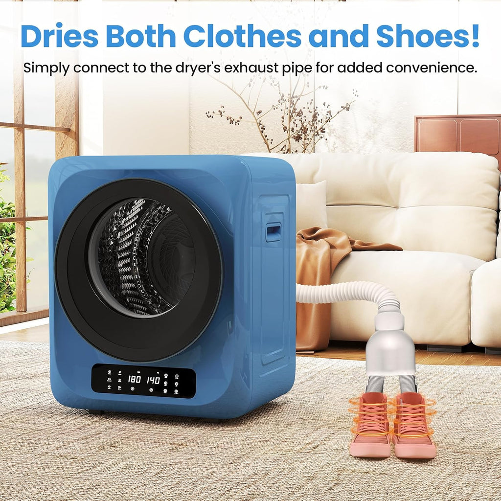 Auertech 1.8 CU.FT. Portable Dryer for Apartment Laundry, Portable Clothes Dryer with Boot Dryer & 6 Drying Modes, LED Control Panel, Stainless Tub, Compact Dryer for Apartment, RVs, Dorms