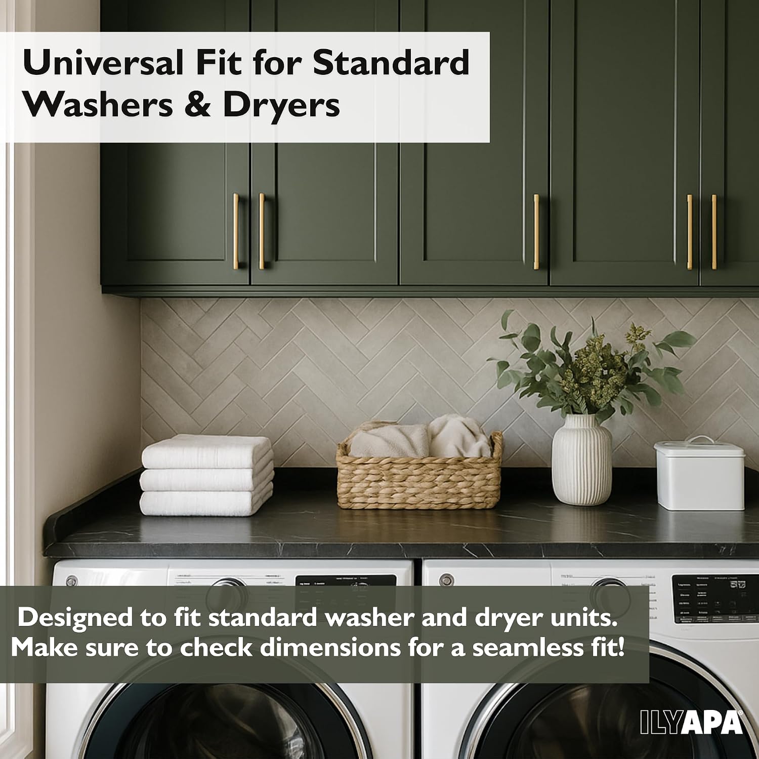 Ilyapa Washer Dryer Countertop - 27.5 x 54 inch Laundry Countertop, Washer and Dryer Covers for The Top, Laundry Room Organization and Storage, Black