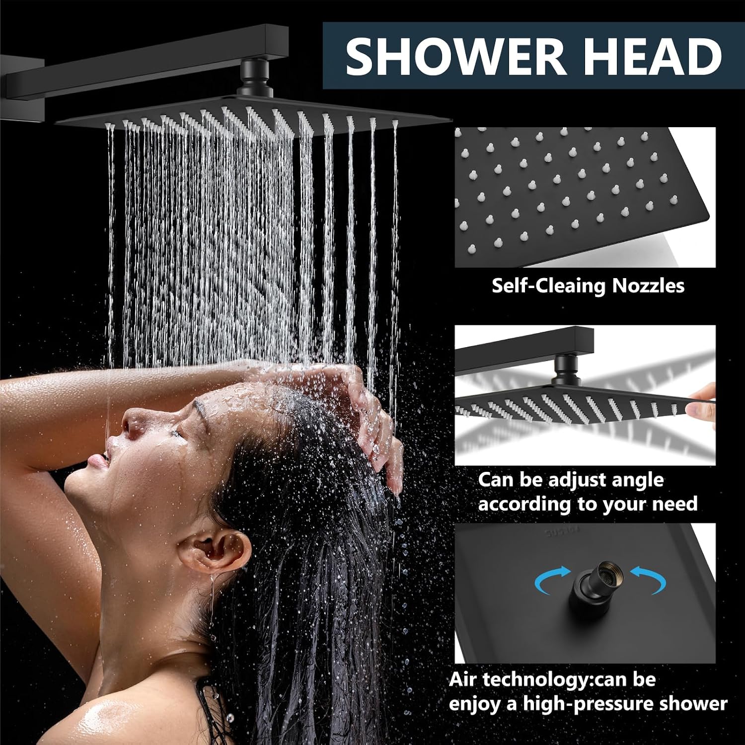 Aolemi Shower Faucet Set Rain Shower System with Handheld Spray Bathroom Shower Combo Rough-in Valve and Shower Trim Kit Included Matte Black 10 Inch Wall Mount Shower Head