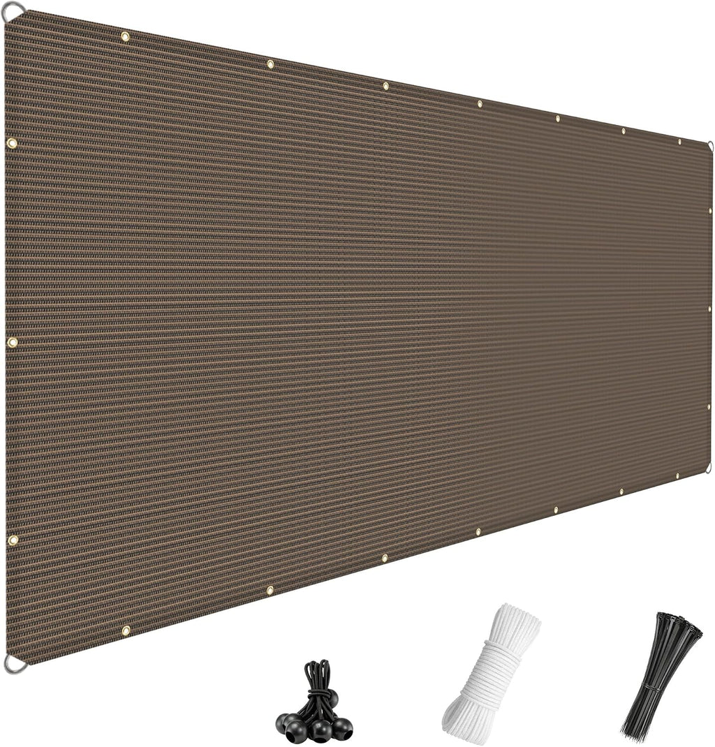 Windscreen4less 12' x 20' Sun Shade Sail Straight Edge Sun Shade Canopy Cover Outdoor with Grommets D-Ring UV Block for Pergola Backyard Patio (Brown)