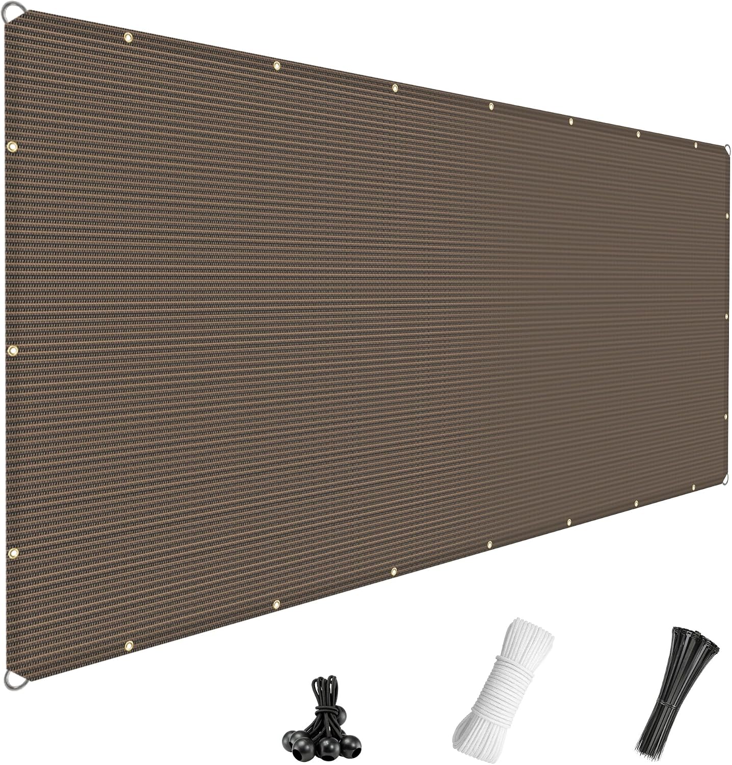 Windscreen4less 12' x 20' Sun Shade Sail Straight Edge Sun Shade Canopy Cover Outdoor with Grommets D-Ring UV Block for Pergola Backyard Patio (Brown)