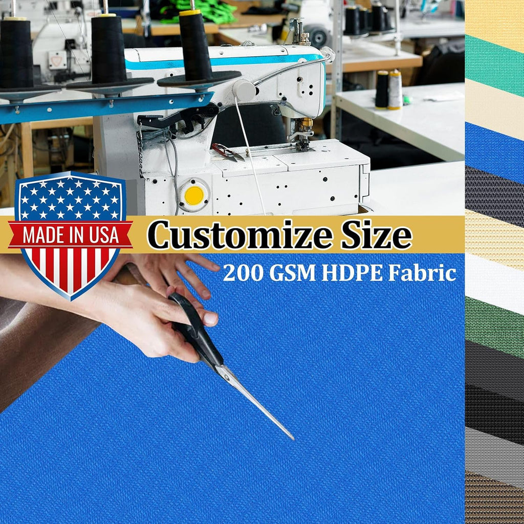 Shade&Beyond Customized Size 90% Sun Shade Cloth with Grommets, 12' X 20' Pergola Shade Cover Canopy, Mesh Tarp Sun Screens for Patio, Outdoor, Garden, Backyard GN02, Blue