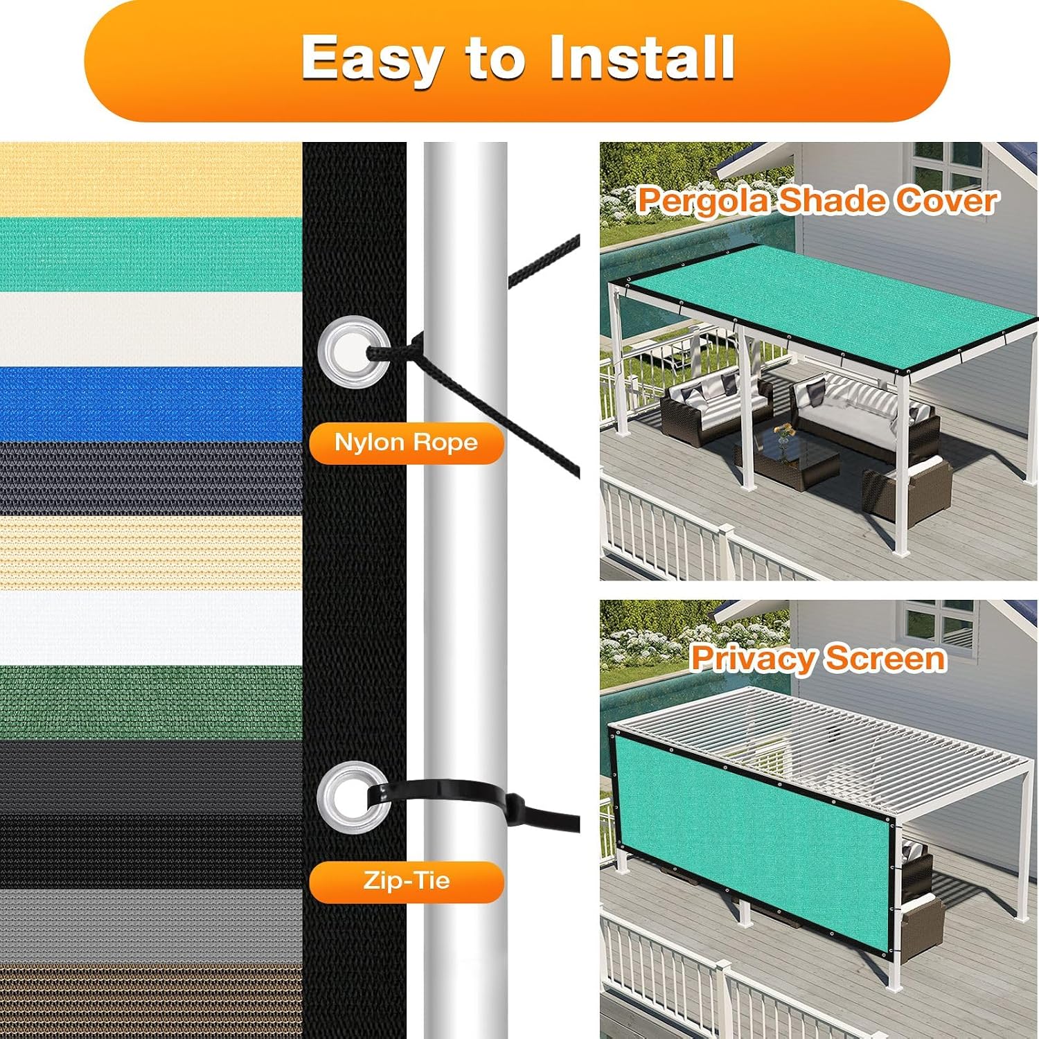 Artpuch Outdoor Pergola Shade Cover 12x20 FT Sun Shade Cloth with Grommets Turquoise Commercial Grade Patio Privacy Screen Shade Canopy (Customized Available) GN07