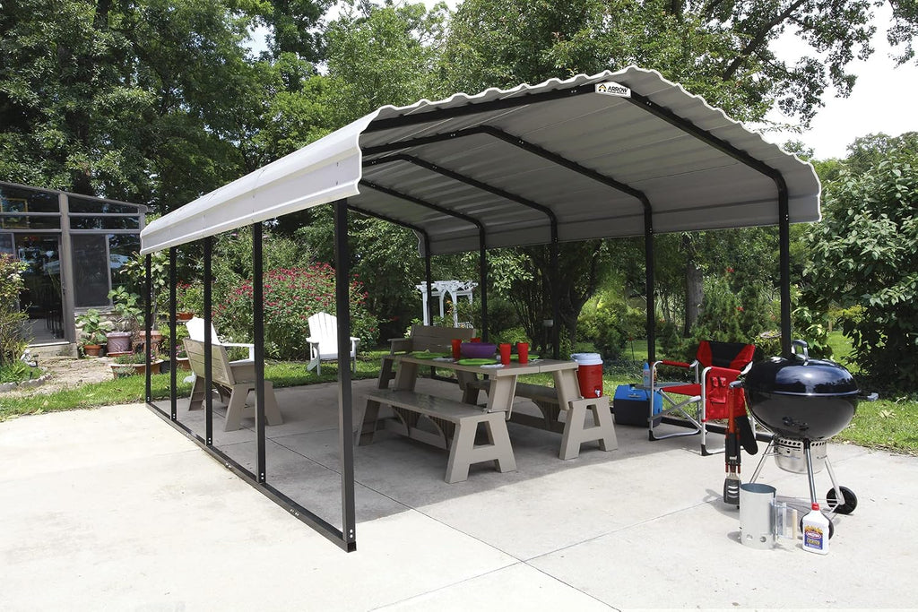 ARROW 12' x 20' x 7' 29-Gauge Carport with Galvanized Steel Roof Panels