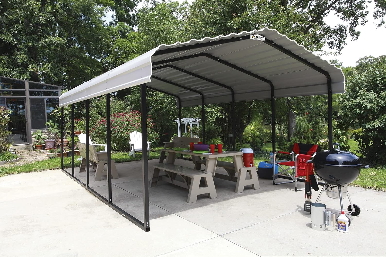 ARROW 12' x 20' x 7' 29-Gauge Carport with Galvanized Steel Roof Panels