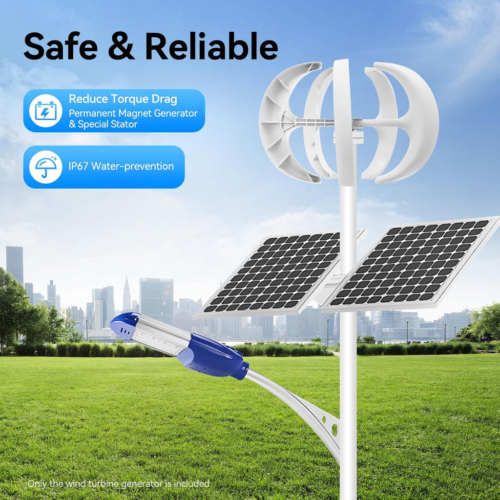 Wind Turbine Generator, 600W DC 24V 5 Blades Lantern Motor Vertical Axis Windmill Lantern Wind Turbine Turbines Generator Kit with Flange Plate&Controller for Home Monitoring Boat/Ship