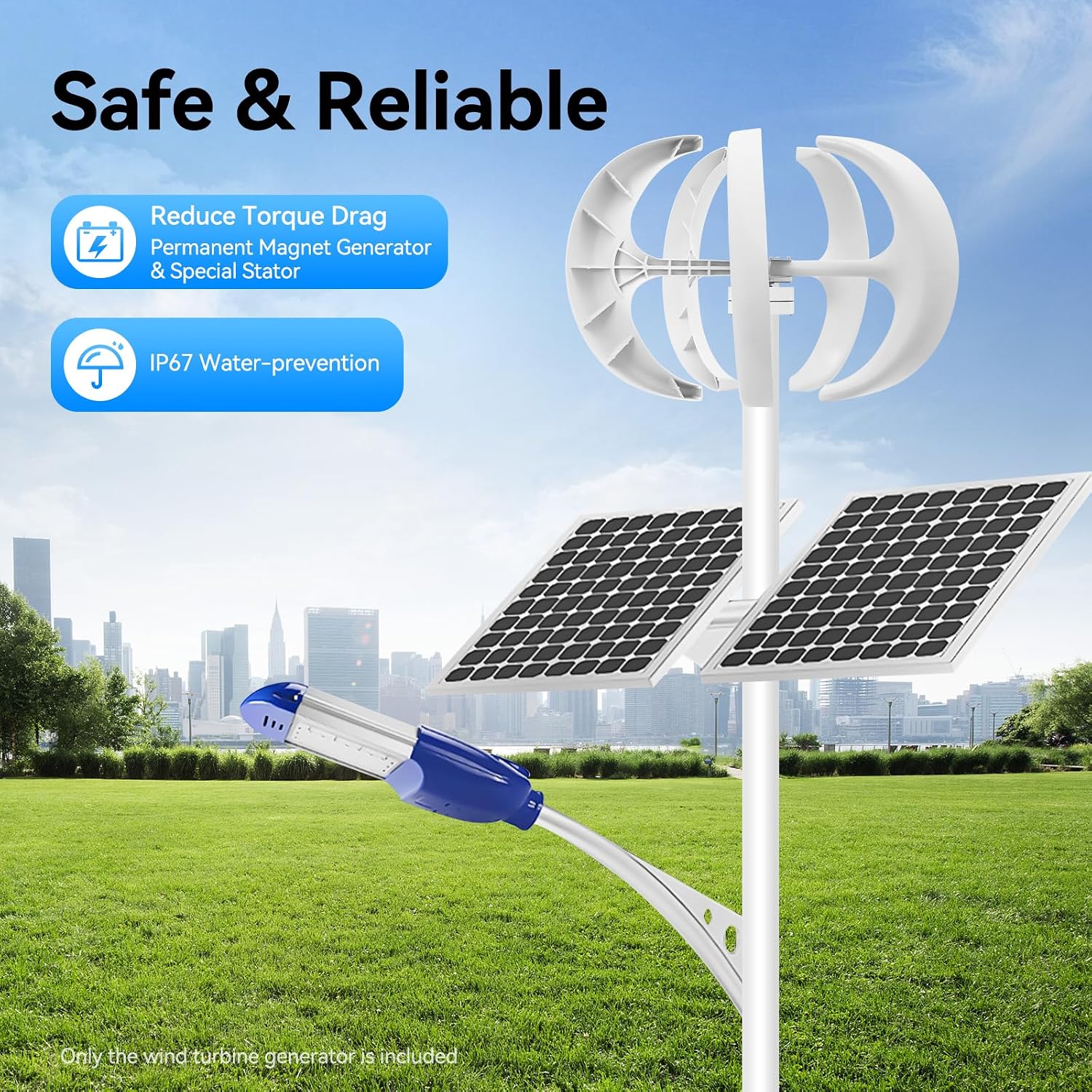 Wind Turbine Generator, 600W DC 24V 5 Blades Lantern Motor Vertical Axis Windmill Lantern Wind Turbine Turbines Generator Kit with Flange Plate&Controller for Home Monitoring Boat/Ship