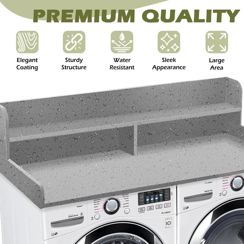 Royxen Laundry Countertop with Storage Universal Fit, Washer and Dryer Countertop with Shelf, Laundry Room Storage, 2-Tier Shelf (Grey)