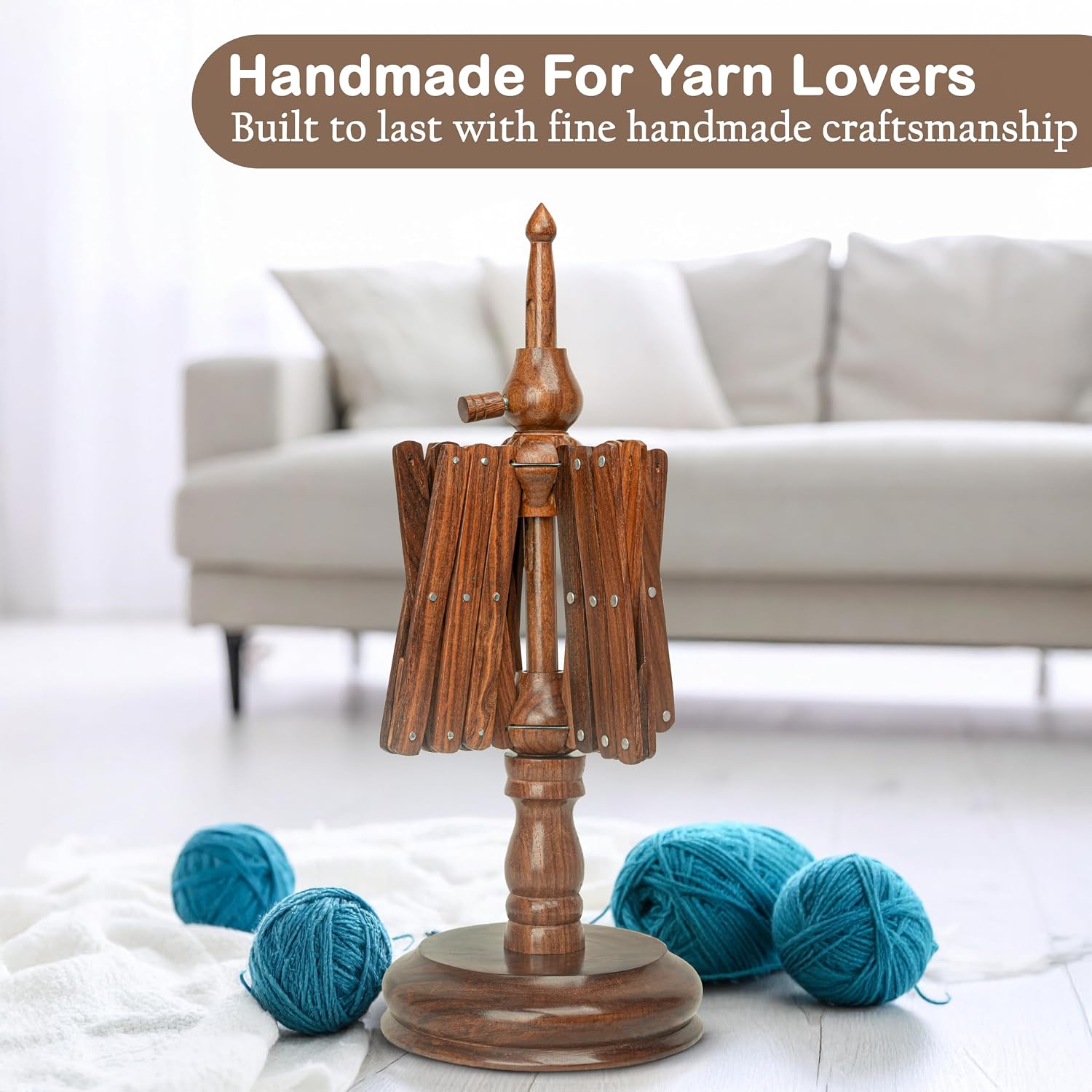 Wooden Yarn Cake Winder - Elegant Handmade Yarn Winder for Crocheting, Yarn Winder Large Capacity, Yarn Spinner for Crocheting (R-Combo-3)