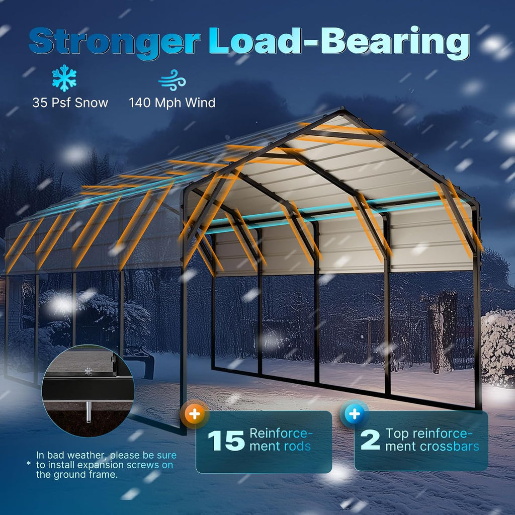 Quictent 10x20 ft Heavy Duty Metal Carport for Vehicle Storage Snowproof & Windproof Steel Car Shelter