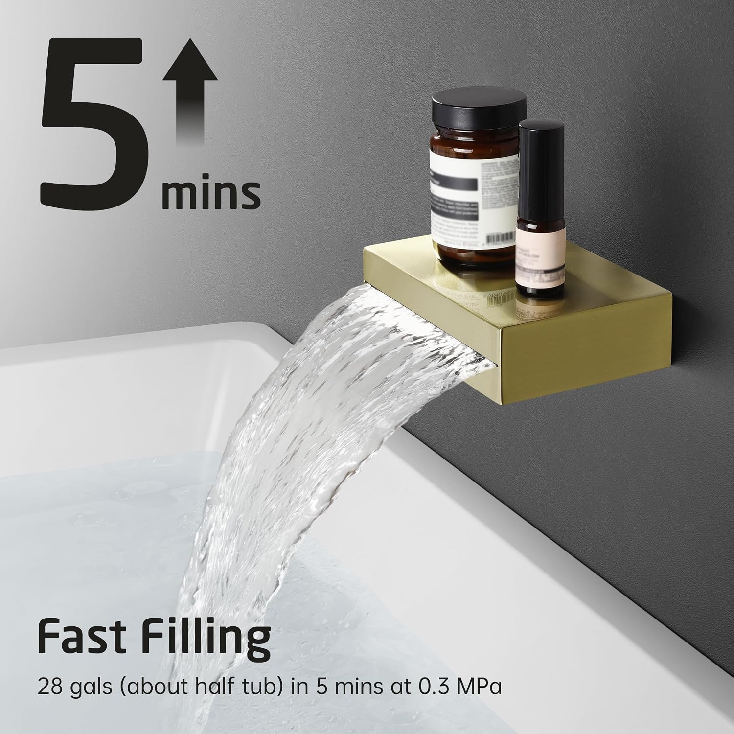 KES Brushed Gold Shower System with Tub Spout, Pressure Balanced Bath Tub Shower Faucet Set Complete with Valve, Shower System with Rain Shower Head with Handheld, XB6305F18-BZ