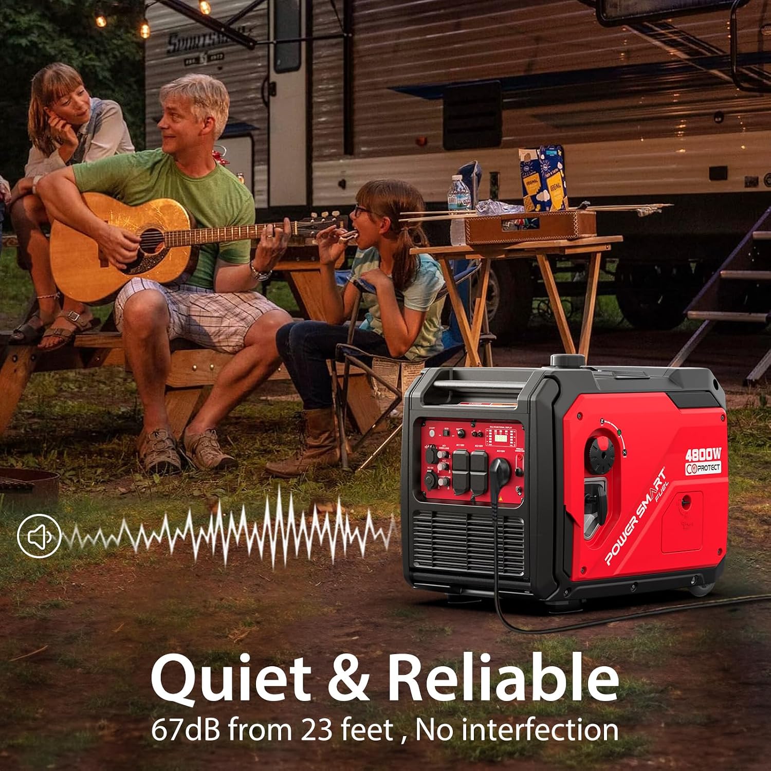 PowerSmart 4800-Watt Portable Inverter Generator with Electric Start, Super Quiet, Wheel Handle Kit, CO Protect, RV Ready, EPA Compliant