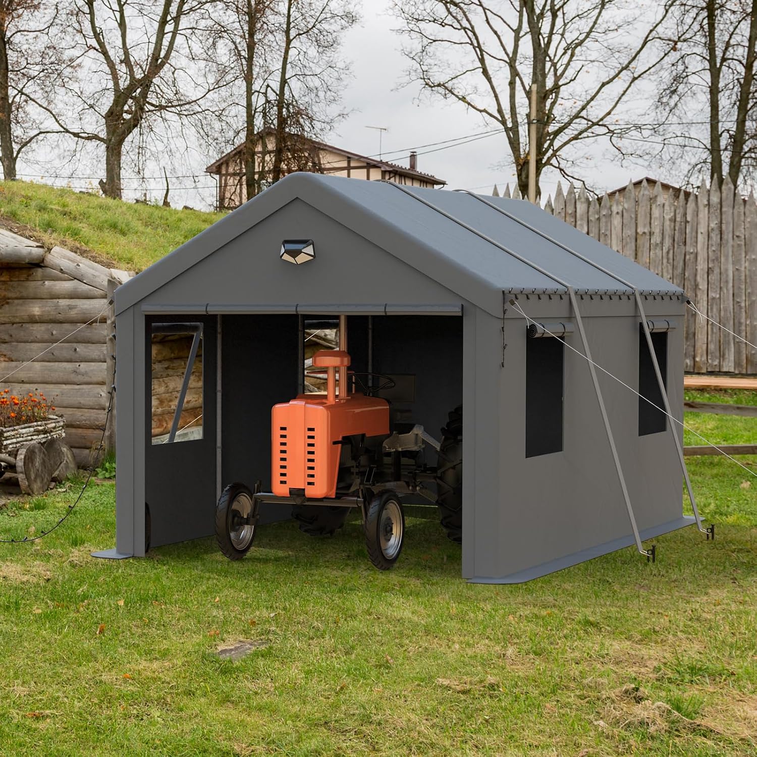Carports Canopy Heavy Duty, Portable Garage with Sidewalls (10x16, Grey)