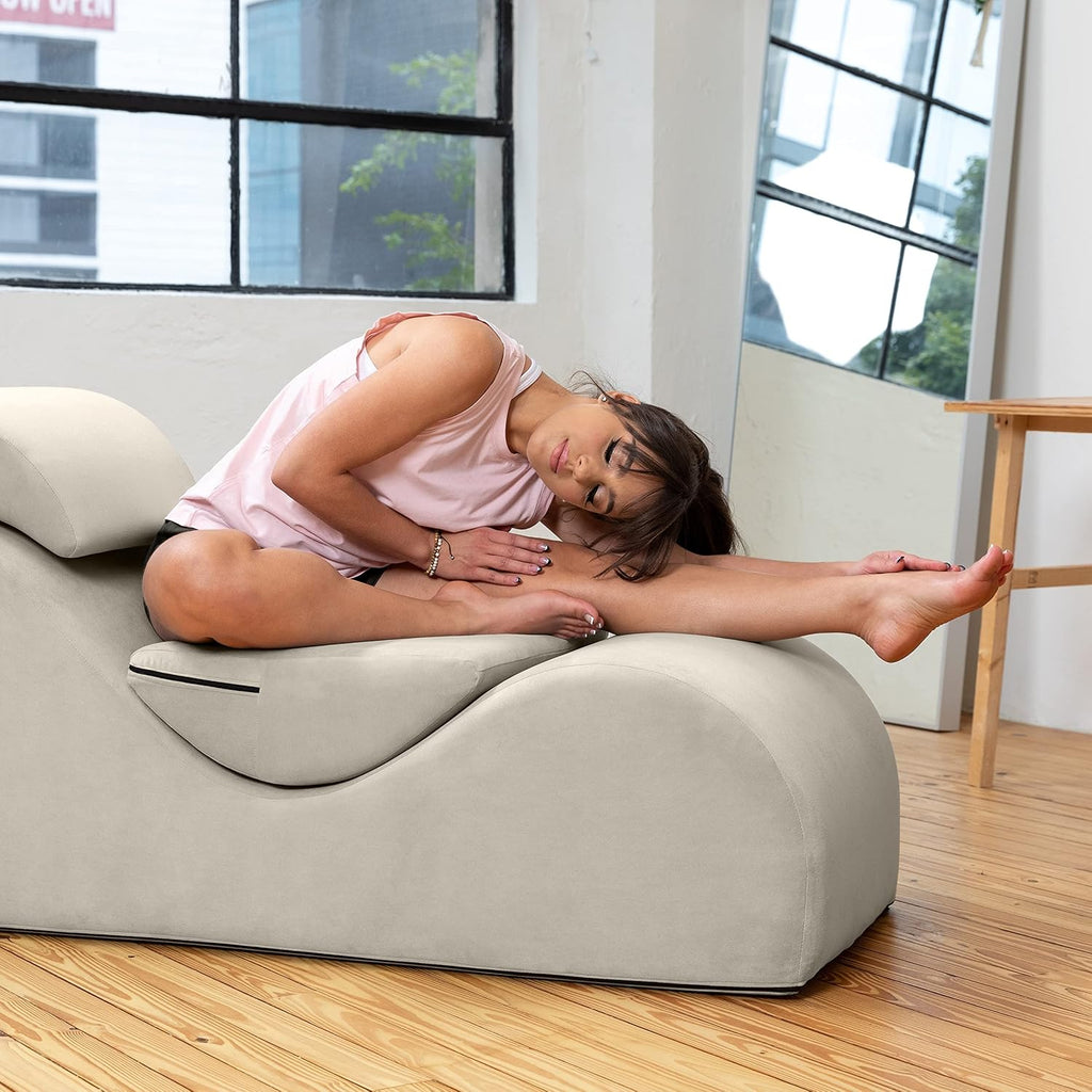 Avana Luvu Lounger - Chaise Lounge Chair for Yoga, Exercise, Massage - High Density Foam - Made in The USA - Beige