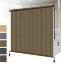 Shade&Beyond Patio Shades Roll Up Outdoor 9' W x 8' H, Cordless Roller Shade Blinds with 90% UV Protection, Exterior Sunshade Cloth Roll for Pergola Porch Gazebo Balcony, Coffee Brown
