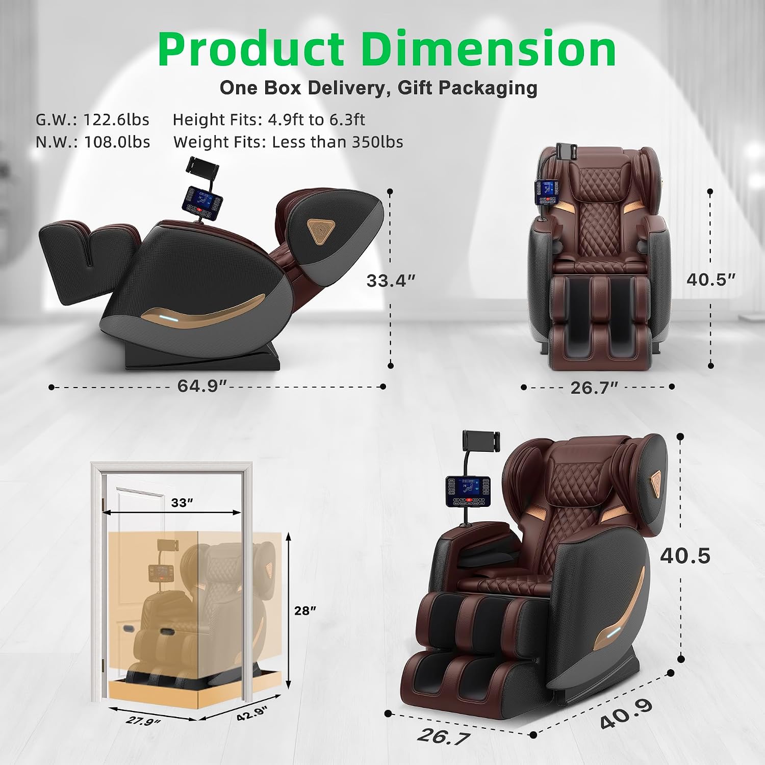 Massage Chair Full Body, Zero Gravity Massage Chair - Upgraded 10 Fix Rollers, 2026 Massage Chairs Full Body and Recliner with Heating, Foot Massage, Airbags, Home Office Relaxation