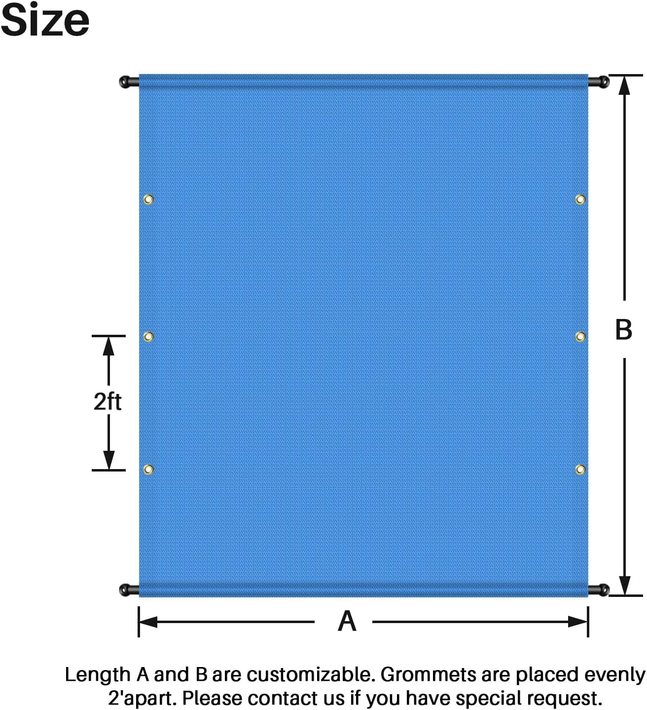 10' x 8' Universal Pergola Shade Cover Replacement Canopy with Grommets Weighted Rods Permeable for Outdoor Patio Porch Backyard Gazebo Blue