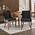 Ball & Cast Mid-century Upholstered Dining Chairs Set of 2, Thickened Fabric Wing Back Kitchen Side-Chairs with Bronze Nail Head & Toned Solid Wood Legs, Two Tone Traditional Chair,Black+Leopard Print