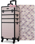 BYOOTIQUE 4in1 Rolling Makeup Case Large Cosmetology Case on Wheels,Easy Access Cosmetic Organizer Travel Case for Makeup Artist Hairstylist,Art Deco Graphite