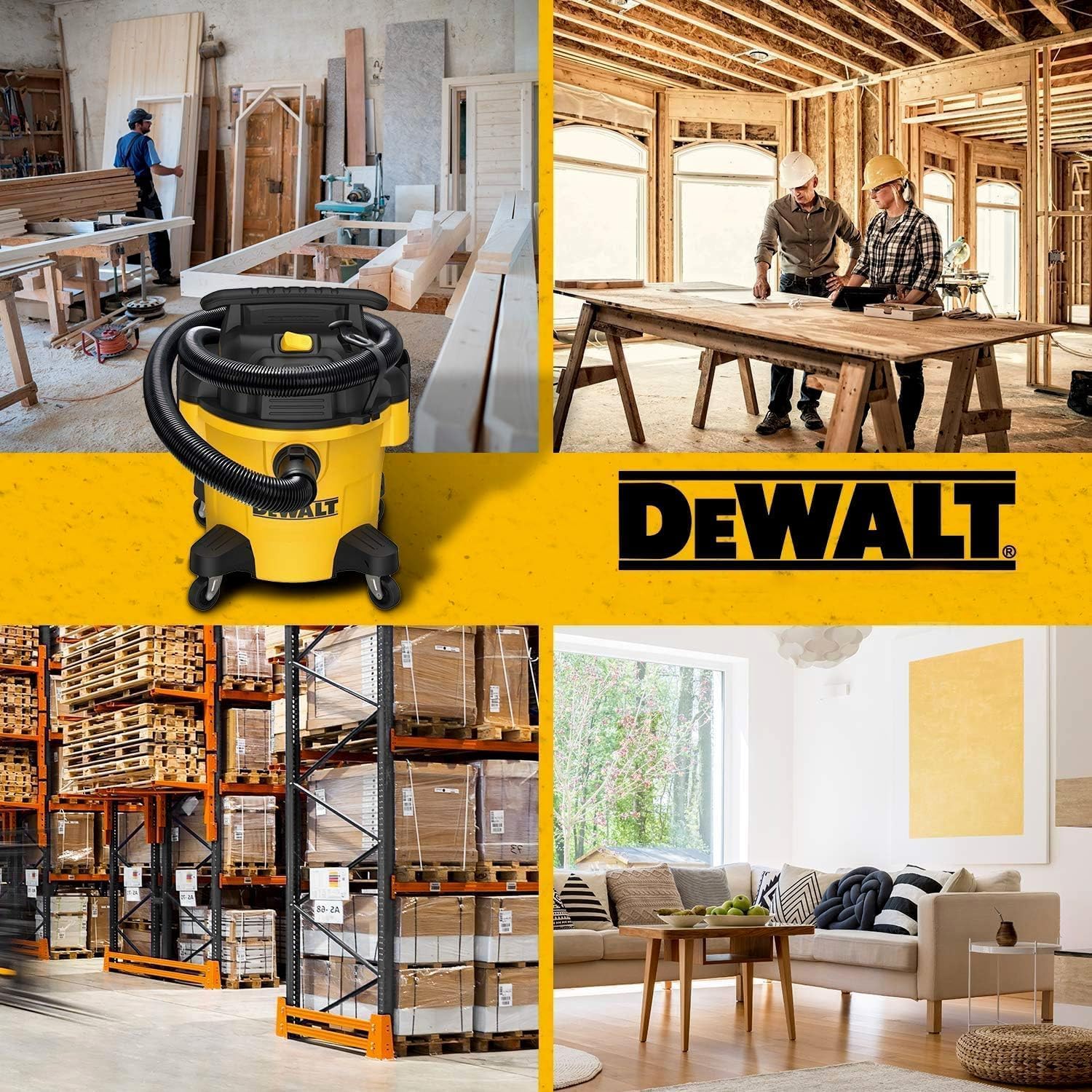 DEWALT 9 Gallon STEALTHSONIC Ultra Quiet Poly Shop Vacuum Wet/Dry, DXV09P-QTA Noise Reduction Vac for Shop, Heavy Duty Shop Vacuum